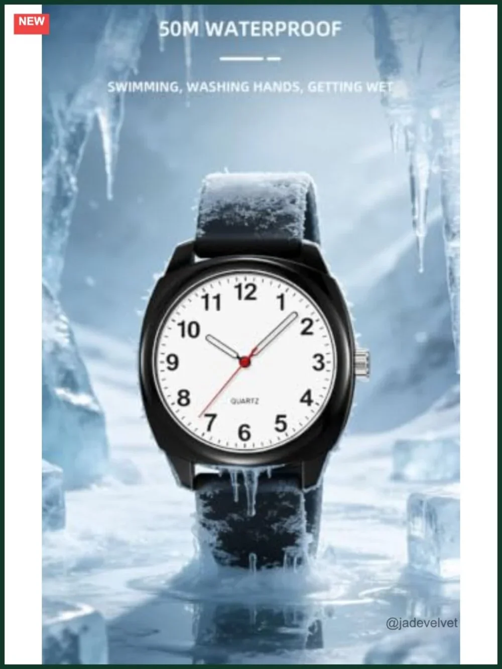 Analog Quartz Watch Silicone Band Water Resistant 50m Unisex Minimalist